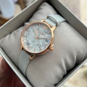 Olivia Burton floral dial light gray Leather women’s Watch